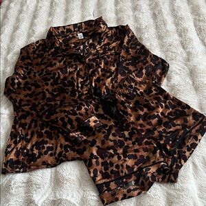 Stars Above Leopard Print Pajama Set